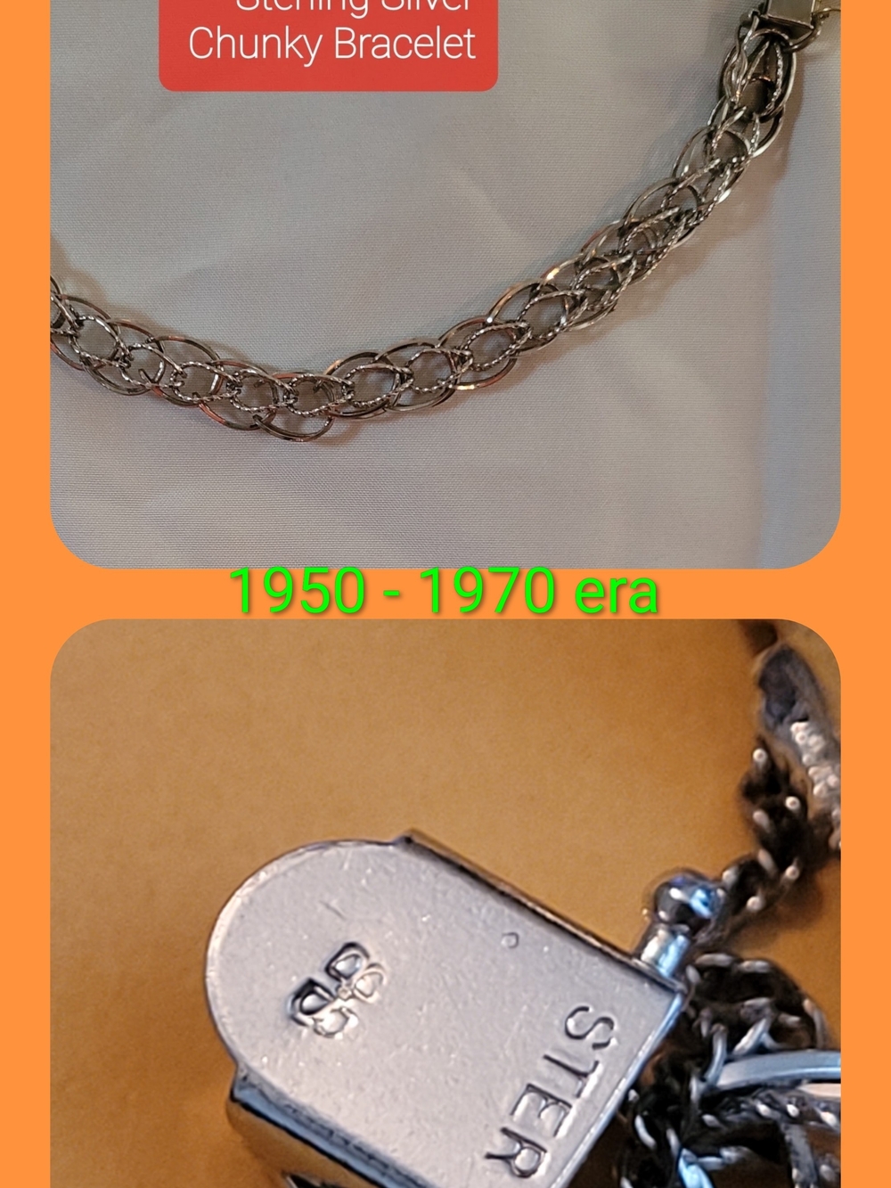 VINTAGE Sterling Silver Chunky Bracelet - Silver